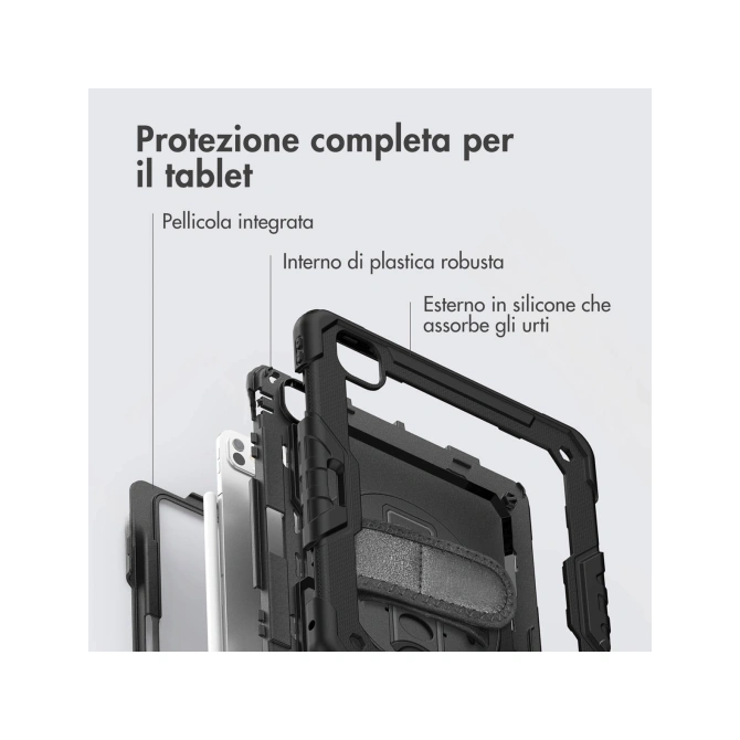 Accezz Rugged Backcover met schouderstrap Apple iPad Pro 13 (2025) M5 / (2024) M4 - Zwart