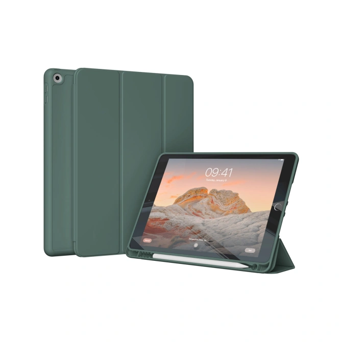 Accezz Smart Silicone Bookcase Apple iPad 6 (2018) 9.7 inch / iPad 5 (2017) 9.7 inch - Donkergroen