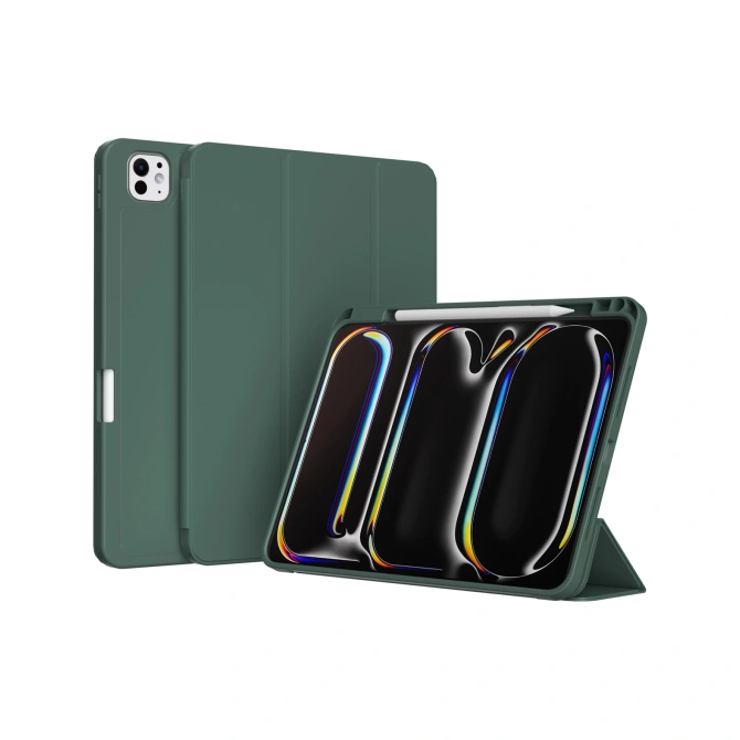 Accezz Smart Silicone Bookcase Apple iPad Pro 11 (2025) M5 / (2024) M4 - Donkergroen