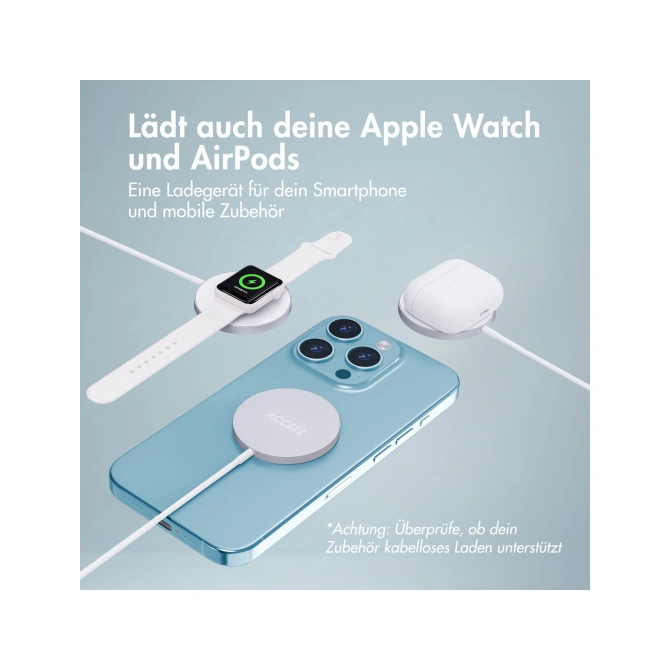 Accezz Wireless Charger USB-C - MagSafe Draadloze Oplader - 1 meter - Wit