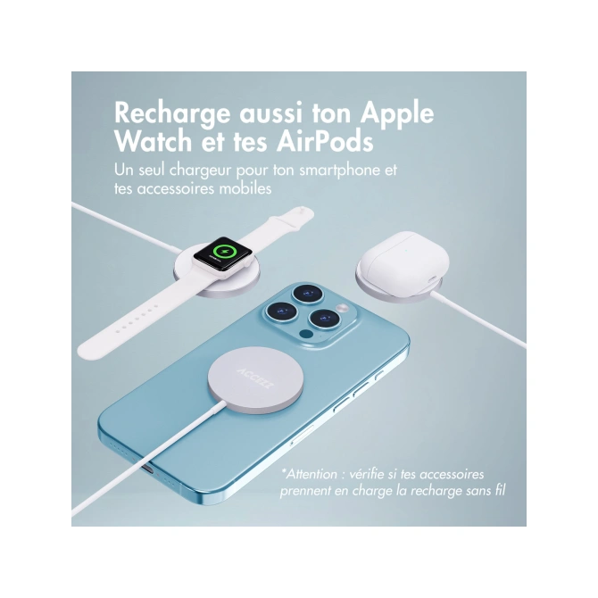 Accezz Wireless Charger USB-C - MagSafe Draadloze Oplader - 1 meter - Wit