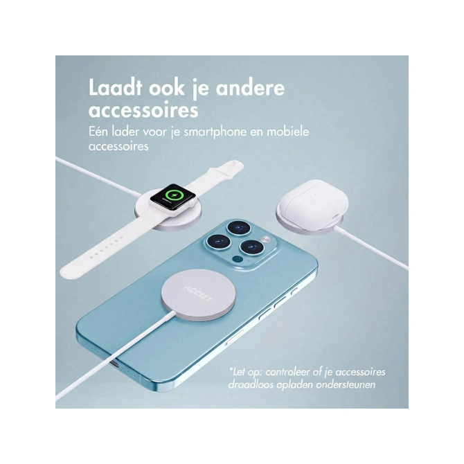 Accezz Wireless Charger USB-C - MagSafe Draadloze Oplader - 1 meter - Wit