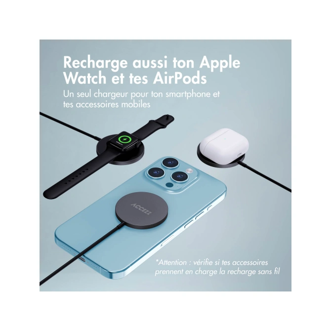 Accezz Wireless Charger USB-C - MagSafe Draadloze Oplader - 1 meter - Zwart