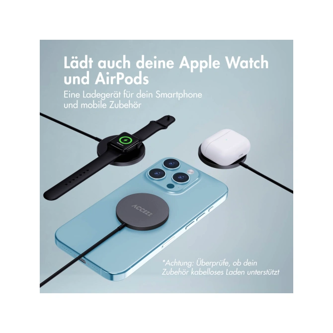 Accezz Wireless Charger USB-C - MagSafe Draadloze Oplader - 1 meter - Zwart