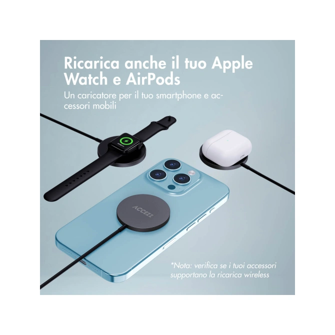 Accezz Wireless Charger USB-C - MagSafe Draadloze Oplader - 1 meter - Zwart