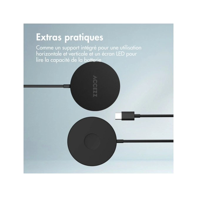 Accezz Wireless Charger USB-C - MagSafe Draadloze Oplader - 1 meter - Zwart