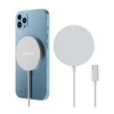 Accezz Wireless Charger USB-C - MagSafe en Qi2 Draadloze Oplader - 1 meter - Wit Accezz Wireless Charger USB-C - MagSafe en Qi2 Draadloze Oplader - 1 meter - Wit