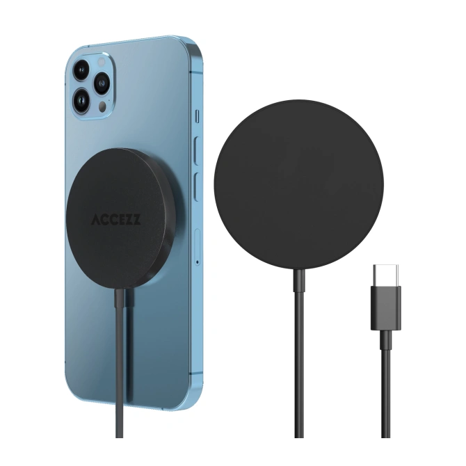 Accezz Wireless Charger USB-C - MagSafe en Qi2 Draadloze Oplader - 1 meter - Zwart