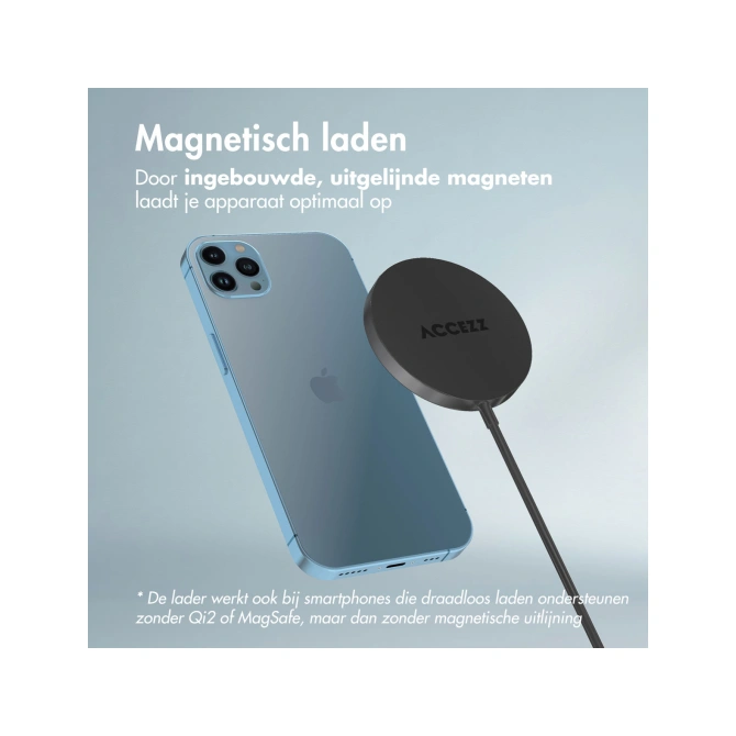 Accezz Wireless Charger USB-C - MagSafe en Qi2 Draadloze Oplader - 1 meter - Zwart