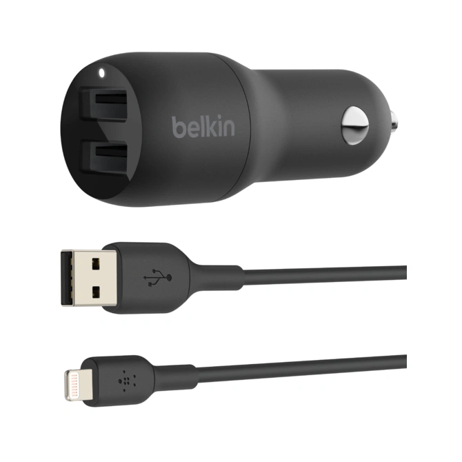 Belkin Boost↑Charge™ Dual USB Car Charger + Lightning kabel - 24W