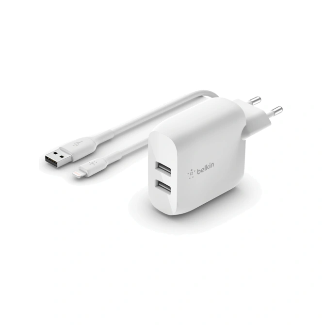 Belkin Boost↑Charge™ Dual USB Wall Charger + Lightning kabel - 24W - Wit