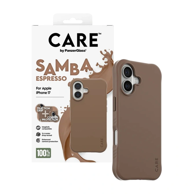 CARE by PanzerGlass Fashionable Case Samba met MagSafe Apple iPhone 17 - Espresso Brown