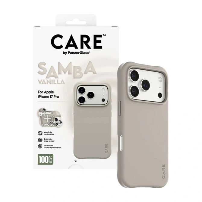 CARE by PanzerGlass Fashionable Case Samba met MagSafe Apple iPhone 17 Pro - Vanilla Beige
