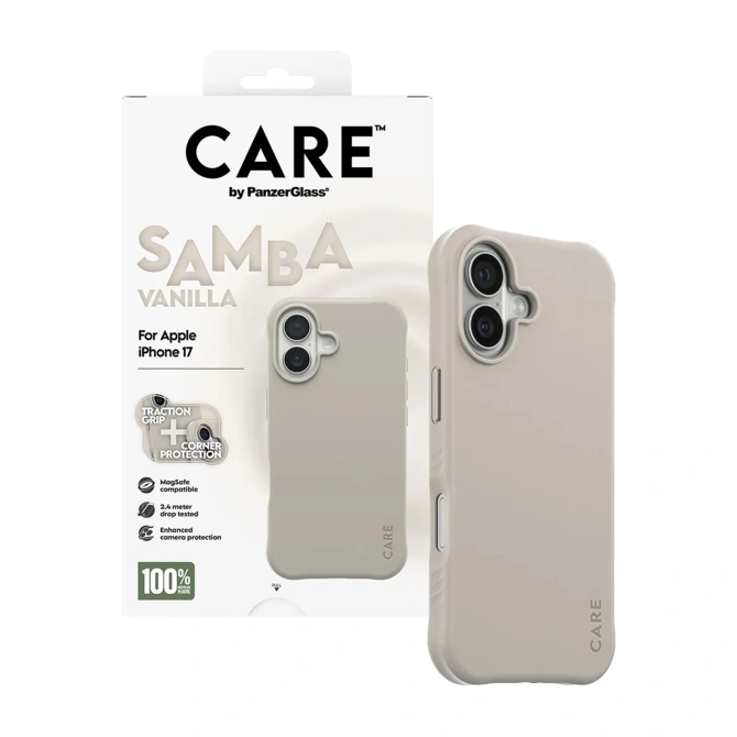 CARE by PanzerGlass Fashionable Case Samba met MagSafe Apple iPhone 17 - Vanilla Beige