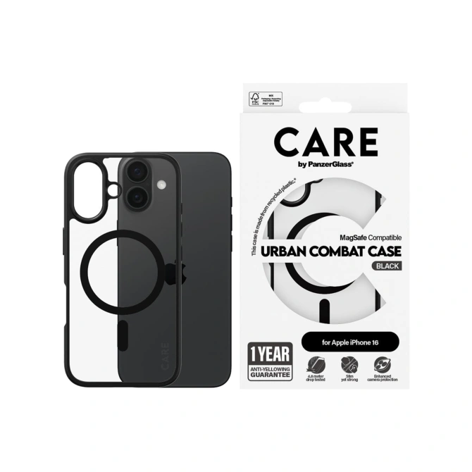 CARE by PanzerGlass Urban Combat Case MagSafe Apple iPhone 16 - Urban Combat Black