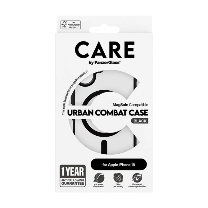CARE by PanzerGlass Urban Combat Case MagSafe Apple iPhone 16 - Urban Combat Black