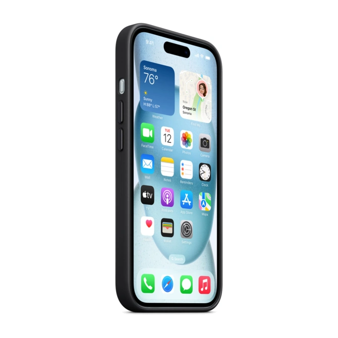 FineWoven Backcover MagSafe Apple iPhone 15 - Zwart
