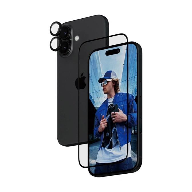 PanzerGlass 2 in 1 pack - Ultra-Wide Fit Anti-Bacterial Screenprotector incl. applicator + Camera Protector Apple iPhone 16