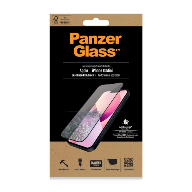 PanzerGlass Anti-Bacterial Case Friendly Screenprotector Apple iPhone 13 Mini