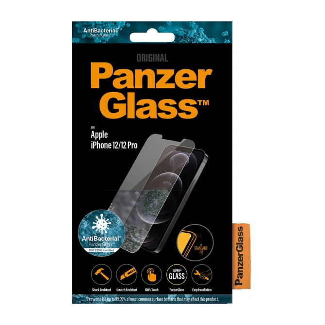 PanzerGlass Anti-Bacterial Screenprotector Apple iPhone 12 (Pro)