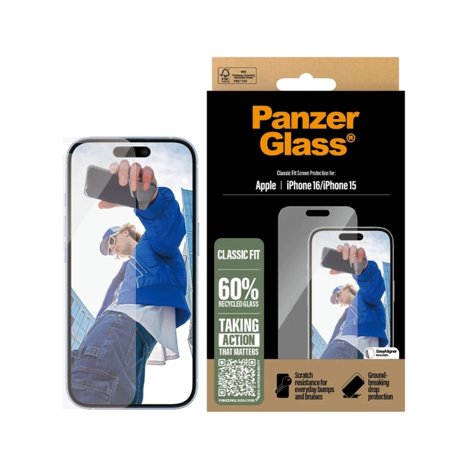 PanzerGlass Anti-Bacterial Screenprotector Apple iPhone 16