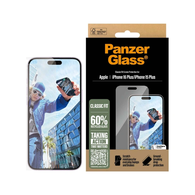 PanzerGlass Anti-Bacterial Screenprotector Apple iPhone 16 Plus