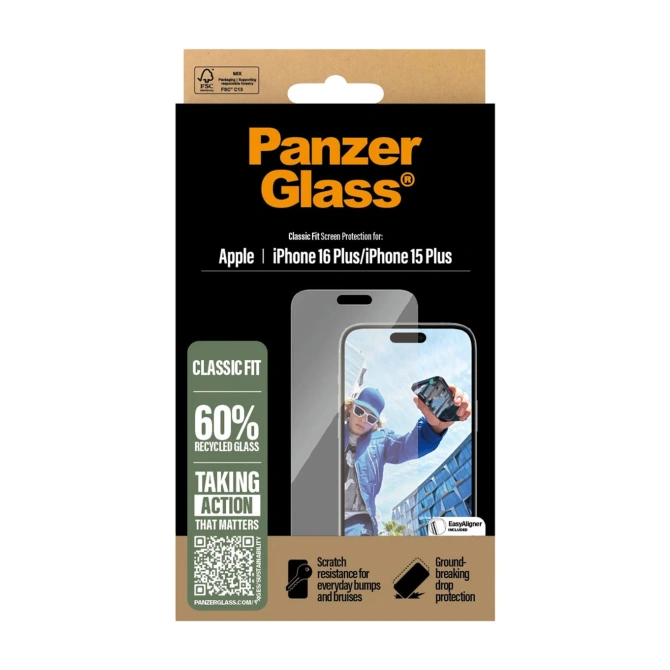 PanzerGlass Anti-Bacterial Screenprotector Apple iPhone 16 Plus