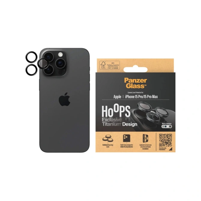 PanzerGlass Camera Protector Hoops Optic Rings Apple iPhone 15 Pro / 15 Pro Max - Black Titanium