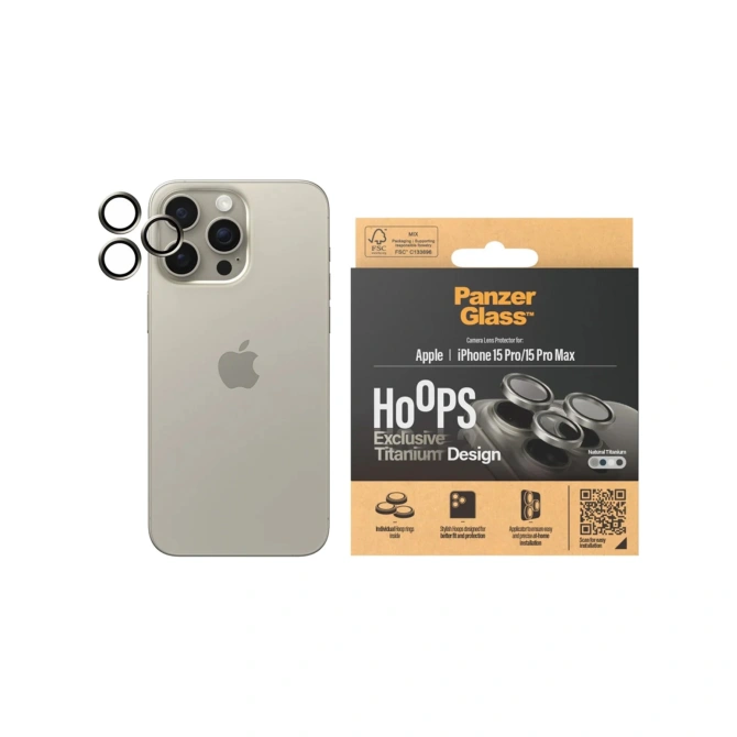 PanzerGlass Camera Protector Hoops Optic Rings Apple iPhone 15 Pro / 15 Pro Max - Natural Titanium