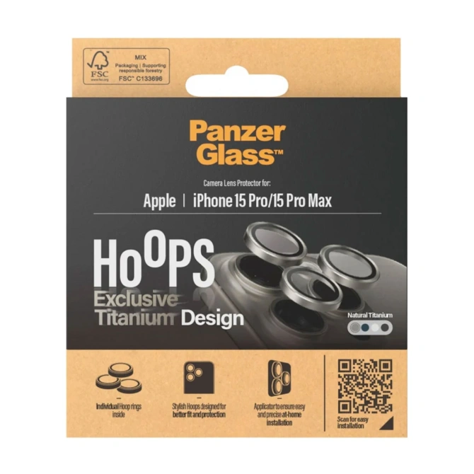 PanzerGlass Camera Protector Hoops Optic Rings Apple iPhone 15 Pro / 15 Pro Max - Natural Titanium