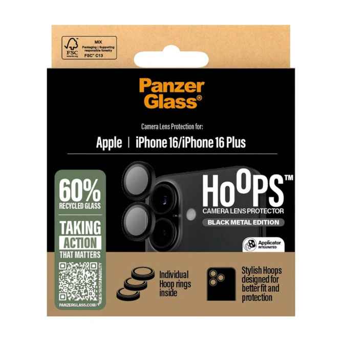 PanzerGlass Camera Protector Hoops Optic Rings Apple iPhone 16 / 16 Plus