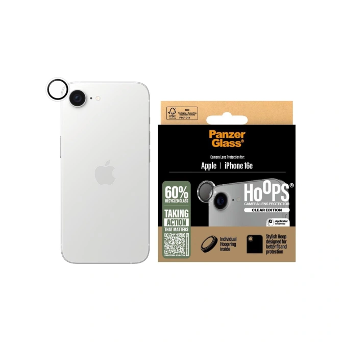 PanzerGlass Camera Protector Hoops Optic Rings voor de Apple iPhone 17e / 16e - Transparant