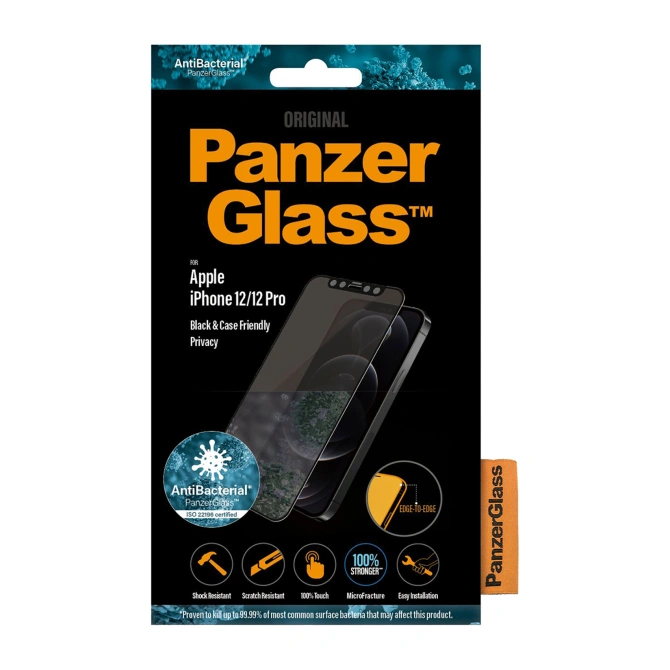 PanzerGlass Case Friendly Privacy Anti-Bacterial Screenprotector Apple iPhone 12 (Pro)
