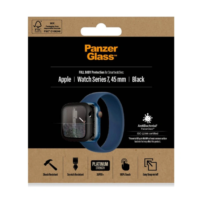PanzerGlass Full Body Case Apple Watch 7 / 8 / 9 - 45 mm - Zwart