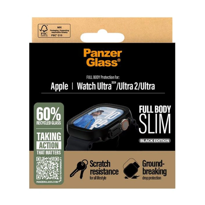 PanzerGlass Full Body Case Slim Apple Watch Ultra / Ultra 2 / Ultra 3 - 49 mm - Zwart