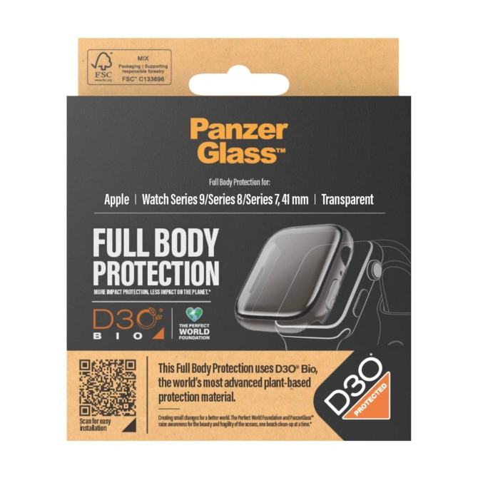 PanzerGlass Full Body Protection D3O® Bio Case Apple Watch 7 / 8 / 9 - 41 mm - Transparant