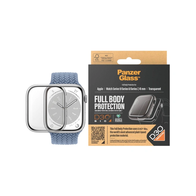 PanzerGlass Full Body Protection D3O® Bio Case Apple Watch 7 / 8 / 9 - 41 mm - Transparant