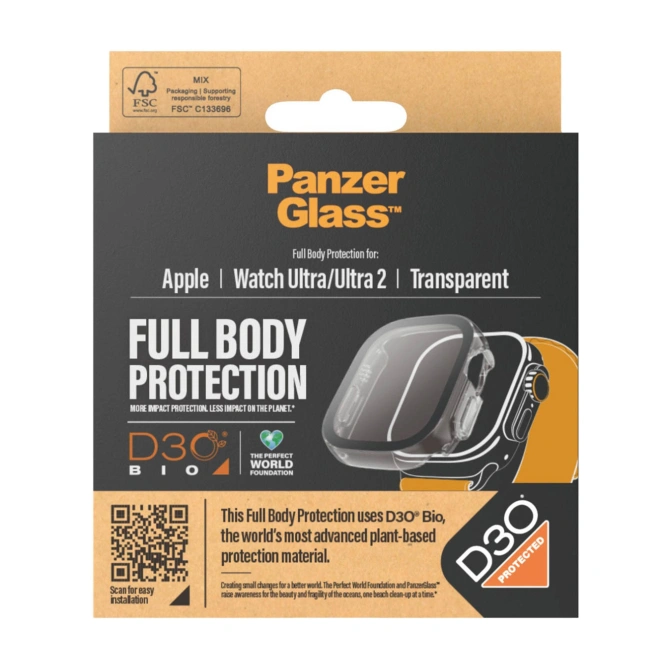 PanzerGlass Full Body Protection D3O® Bio Case Apple Watch Ultra / Ultra 2 / Ultra 3 - 49 mm - Transparant