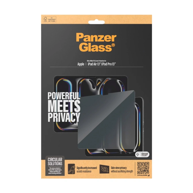 PanzerGlass Privacy Screenprotector Ultra-Wide Fit Apple iPad Pro 13 / (2025) M5 / (2024) M4 / Air 13 inch (2026) M4 / (2025) M3 / (2024) M2
