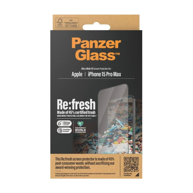 PanzerGlass Ultra-Wide Fit Anti-Bacterial Screenprotector Apple iPhone 15 Pro Max