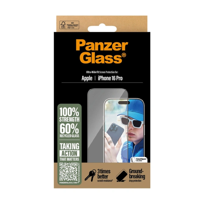 PanzerGlass Ultra-Wide Fit Anti-Bacterial Screenprotector Apple iPhone 16 Pro