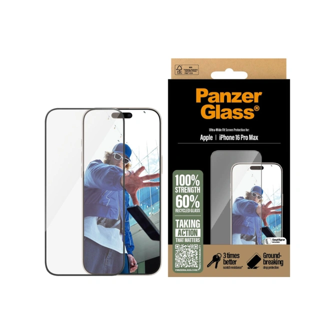 PanzerGlass Ultra-Wide Fit Anti-Bacterial Screenprotector Apple iPhone 16 Pro Max