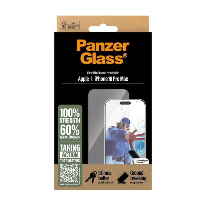 PanzerGlass Ultra-Wide Fit Anti-Bacterial Screenprotector Apple iPhone 16 Pro Max