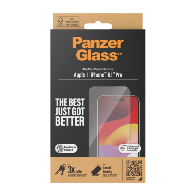 PanzerGlass Ultra-Wide Fit Anti-Bacterial Screenprotector incl. applicator Apple iPhone 15 Pro