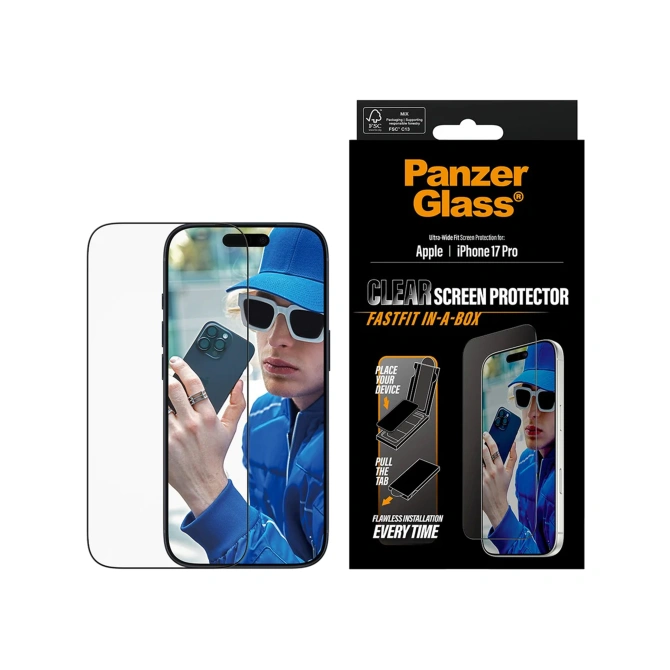 PanzerGlass Ultra Wide Fit FastFit in-a-box Screenprotector Apple iPhone 17 Pro