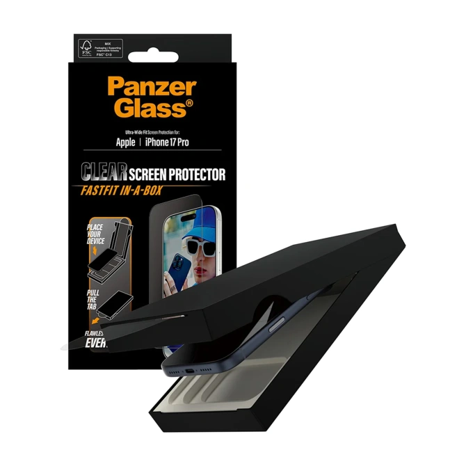 PanzerGlass Ultra Wide Fit FastFit in-a-box Screenprotector Apple iPhone 17 Pro