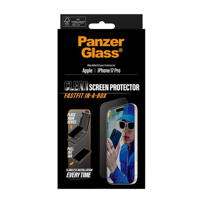 PanzerGlass Ultra Wide Fit FastFit in-a-box Screenprotector Apple iPhone 17 Pro