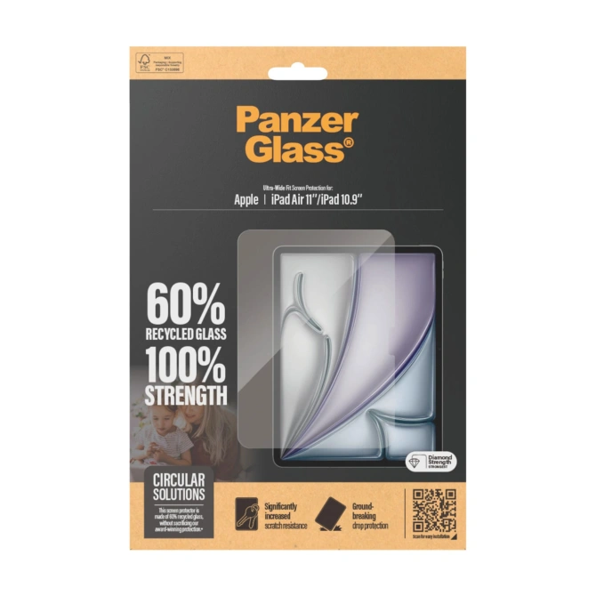 PanzerGlass Ultra Wide Fit Screenprotector Apple iPad Air 11 inch (2026) M4 / (2025) M3 / (2024) M2 / iPad 11 (2025) 11 inch A16 / iPad 10 (2022) 10.9 inch