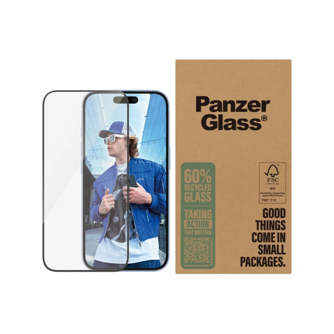 PanzerGlass Ultra-Wide Fit Screenprotector incl. applicator in Fabrieksverpakking Apple iPhone 16 / 15
