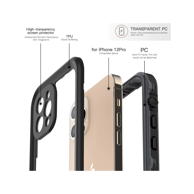 Redpepper Dot Plus Waterproof Backcover Apple iPhone 12 Pro - Zwart